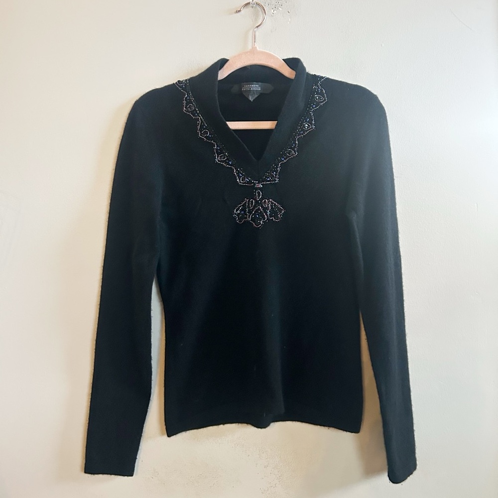 Fifth avenue‎ beaded cashmere sweater medium